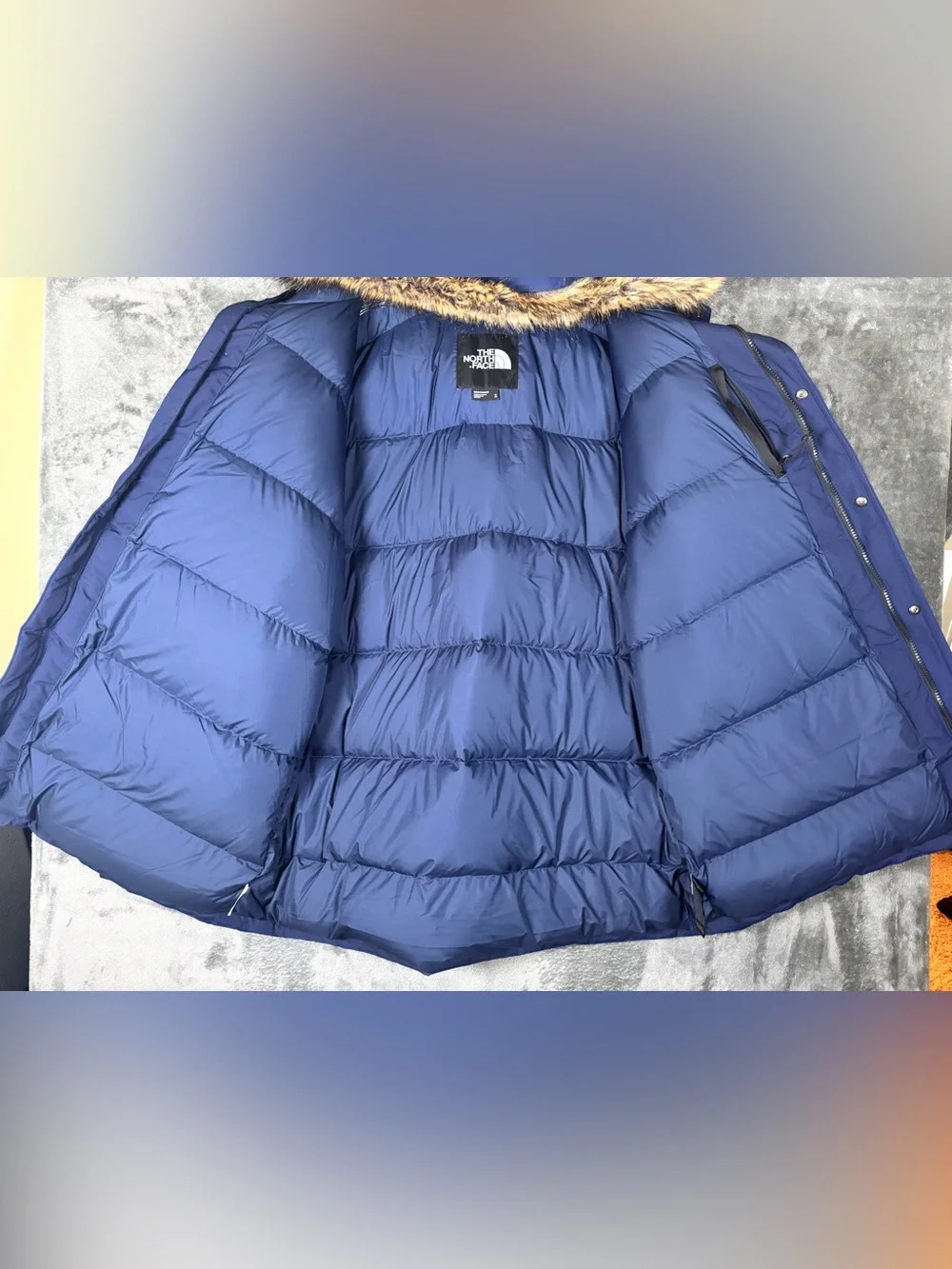 NEW North Face Mens XL McMurdo Parka Puffer Jacket Blue Fur Hood Winter Coat Ski